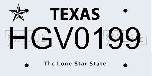 HGV0199 Texas License Plate