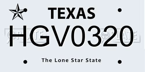 HGV0320 Texas License Plate
