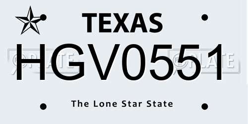 HGV0551 Texas License Plate