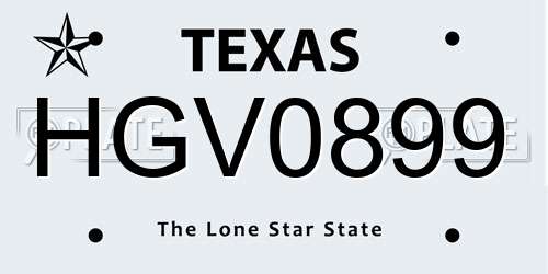 HGV0899 Texas License Plate