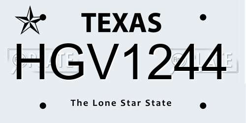 HGV1244 Texas License Plate