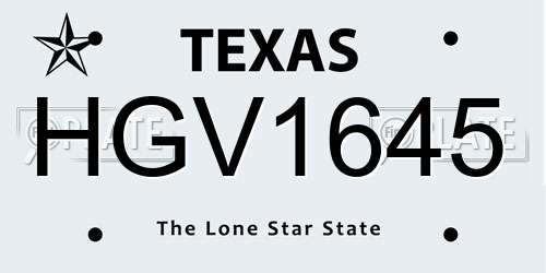 HGV1645 Texas License Plate