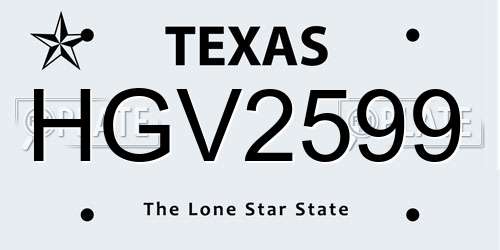 HGV2599 Texas License Plate
