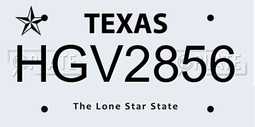 HGV2856 Texas License Plate