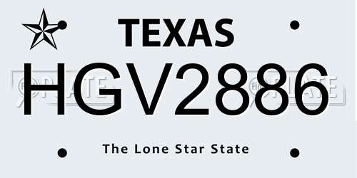 HGV2886 Texas License Plate