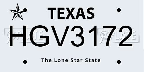 HGV3172 Texas License Plate