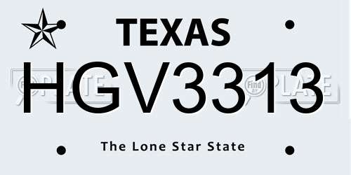 HGV3313 Texas License Plate