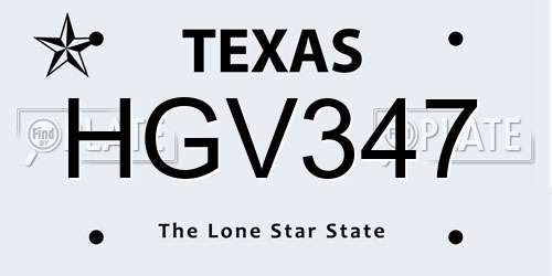 HGV347 Texas License Plate
