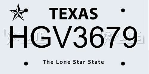 HGV3679 Texas License Plate