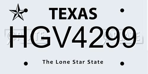 HGV4299 Texas License Plate