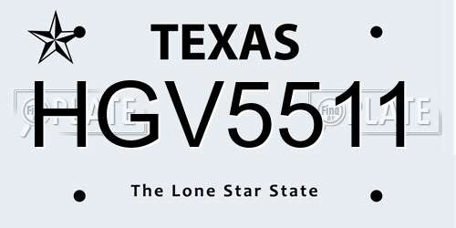 HGV5511 Texas License Plate