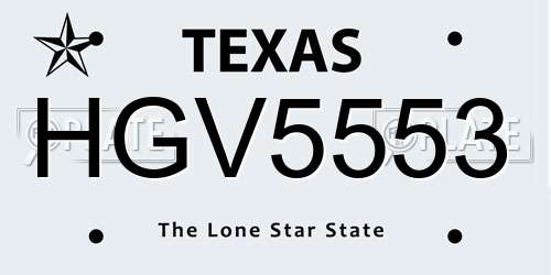 HGV5553 Texas License Plate