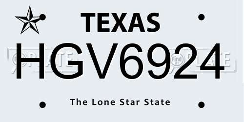 HGV6924 Texas License Plate