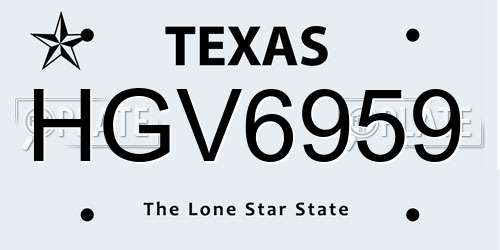 HGV6959 Texas License Plate