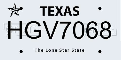 HGV7068 Texas License Plate