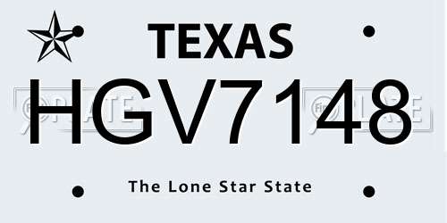 HGV7148 Texas License Plate