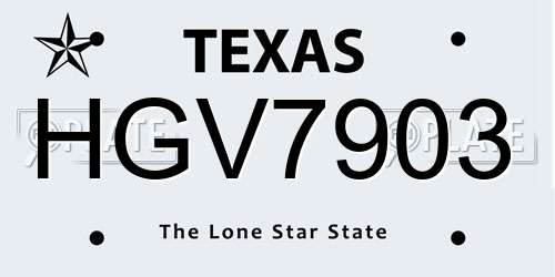 HGV7903 Texas License Plate