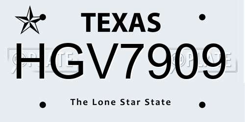 HGV7909 Texas License Plate