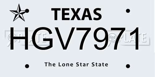 HGV7971 Texas License Plate