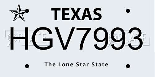 HGV7993 Texas License Plate