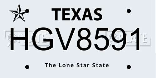 HGV8591 Texas License Plate