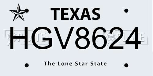 HGV8624 Texas License Plate