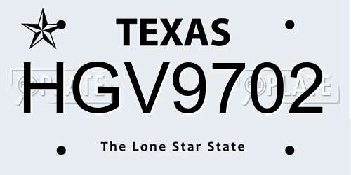 HGV9702 Texas License Plate