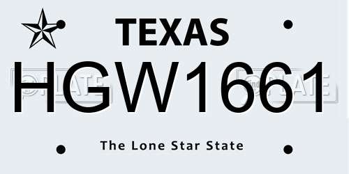 HGW1661 Texas License Plate