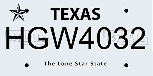 HGW4032 Texas License Plate