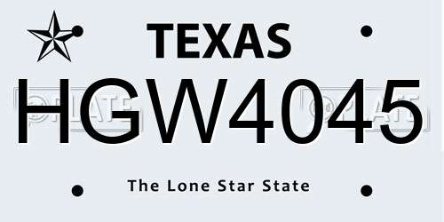 HGW4045 Texas License Plate