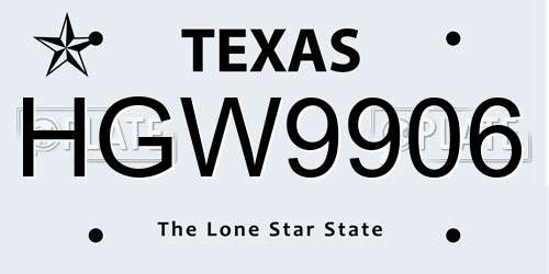 HGW9906 Texas License Plate