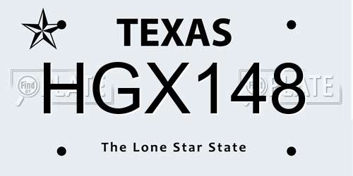 HGX148 Texas License Plate