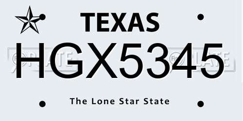 HGX5345 Texas License Plate