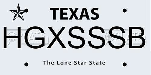 HGXSSSB Texas License Plate