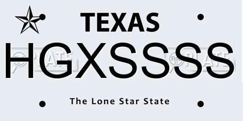 HGXSSSS Texas License Plate