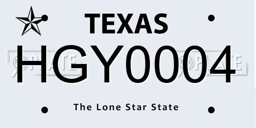 HGY0004 Texas License Plate