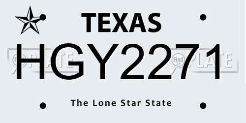 HGY2271 Texas License Plate