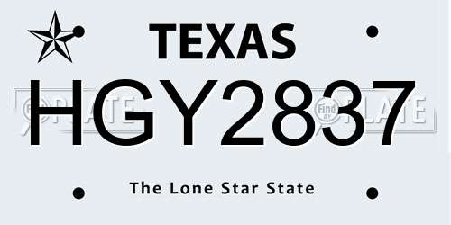 HGY2837 Texas License Plate