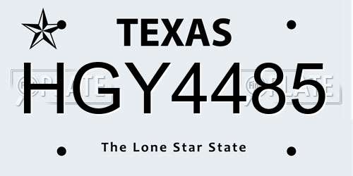 HGY4485 Texas License Plate