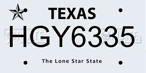 HGY6335 Texas License Plate