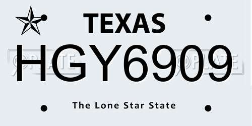 HGY6909 Texas License Plate