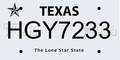 HGY7233 Texas License Plate