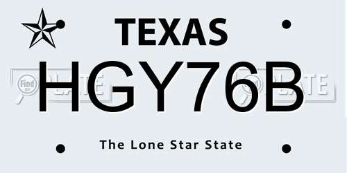HGY76B Texas License Plate