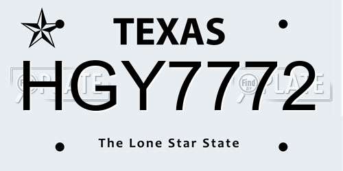 HGY7772 Texas License Plate