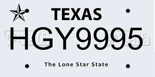 HGY9995 Texas License Plate