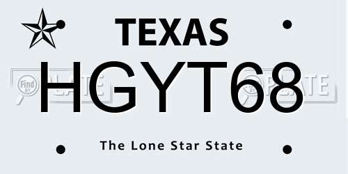 HGYT68 Texas License Plate
