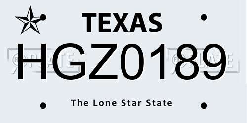 HGZ0189 Texas License Plate