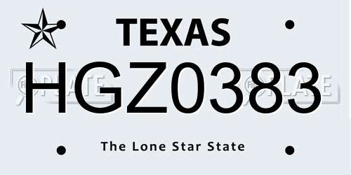 HGZ0383 Texas License Plate