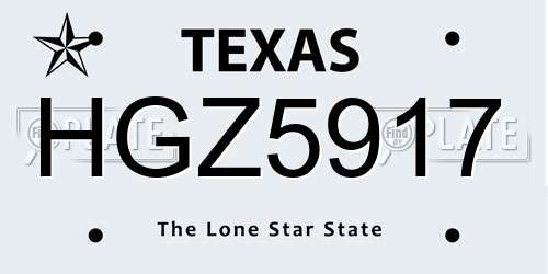 HGZ5917 Texas License Plate