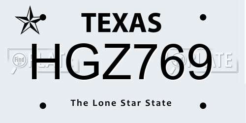 HGZ769 Texas License Plate